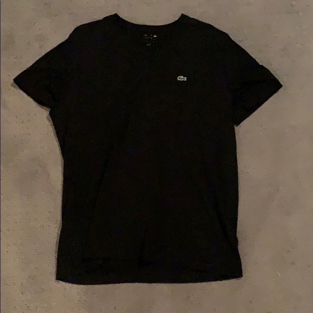 Lacoste V Neck Black Tee